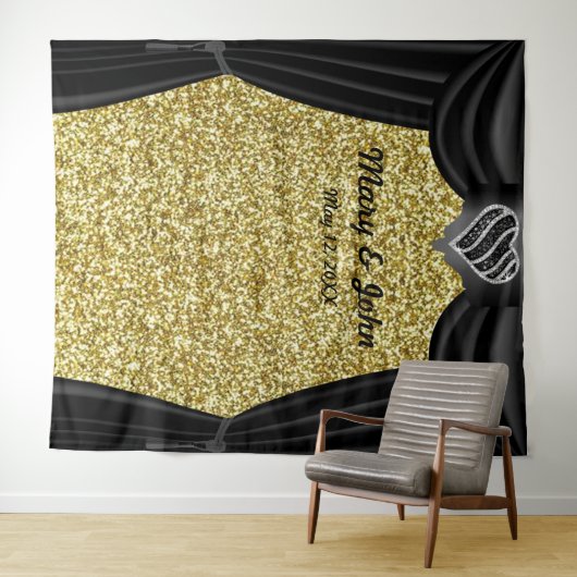 Schwarzer und weißer Glitzer-Schwarzer Vorhang Wandteppich (Beispiel (Horizontal))