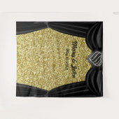 Schwarzer und weißer Glitzer-Schwarzer Vorhang Wandteppich (Vorderseite (Horizontal))