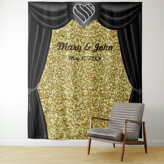 Schwarzer und weißer Glitzer-Schwarzer Vorhang Wandteppich (Beispiel)