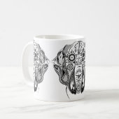 Schwarzer und weißer Großhund Kaffeetasse (Vorderseite Links)