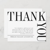 Schwarzer und weißer Großtext Dankeskarte (Vorne/Hinten)