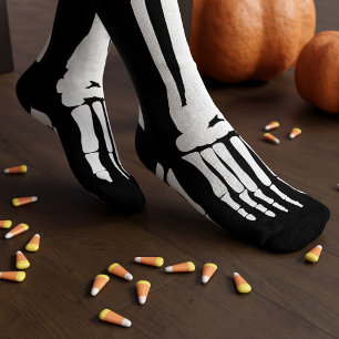 Schwarzer und Weißer Halloween-Skelettfuß Gruselig Socken
