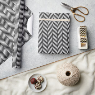 Schwarzer und weißer Herringbone Geschenkpapier