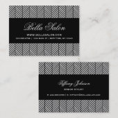Schwarzer und weißer Herringbone Visitenkarte (Vorne/Hinten)