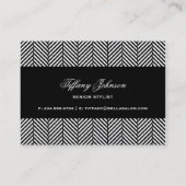 Schwarzer und weißer Herringbone Visitenkarte (Rückseite)