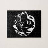 Schwarzer und weißer Hund Puzzle (Horizontal)