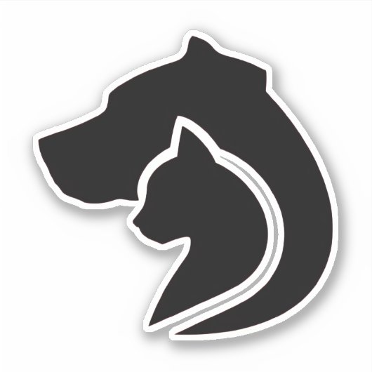 Schwarzer und weißer Hund und Katze Aufkleber (Vorderseite)