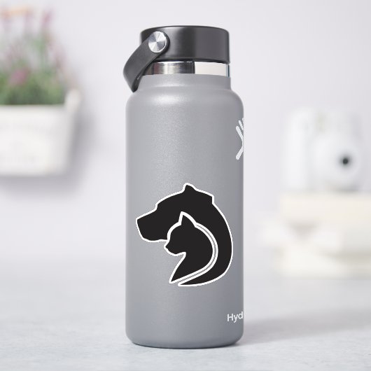 Schwarzer und weißer Hund und Katze Aufkleber (HydroFlask)