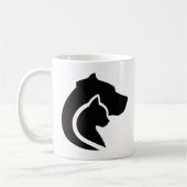 Schwarzer und weißer Hund und Katze Kaffeetasse (Links)