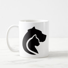 Schwarzer und weißer Hund und Katze Kaffeetasse