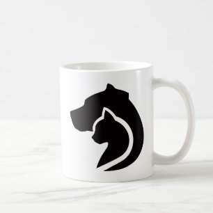 Schwarzer und weißer Hund und Katze Kaffeetasse