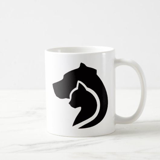 Schwarzer und weißer Hund und Katze Kaffeetasse (Rechts)