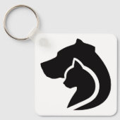 Schwarzer und weißer Hund und Katze Schlüsselanhänger (Vorderseite)