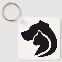 Schwarzer und weißer Hund und Katze Schlüsselanhänger