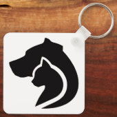 Schwarzer und weißer Hund und Katze Schlüsselanhänger (Rückseite)