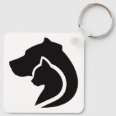 Schwarzer und weißer Hund und Katze Schlüsselanhänger (Rückseite)