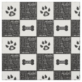 Schwarzer und weißer Hundeknochen | Name und Monog Stoff (Muster)