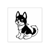 Schwarzer und weißer Husky Welpenhund Gummistempel (Prägung)