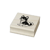 Schwarzer und weißer Husky Welpenhund Gummistempel (Stempel)