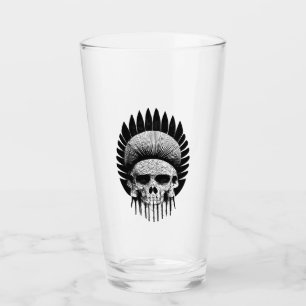 Schwarzer und weißer Indischer Schädel Glas