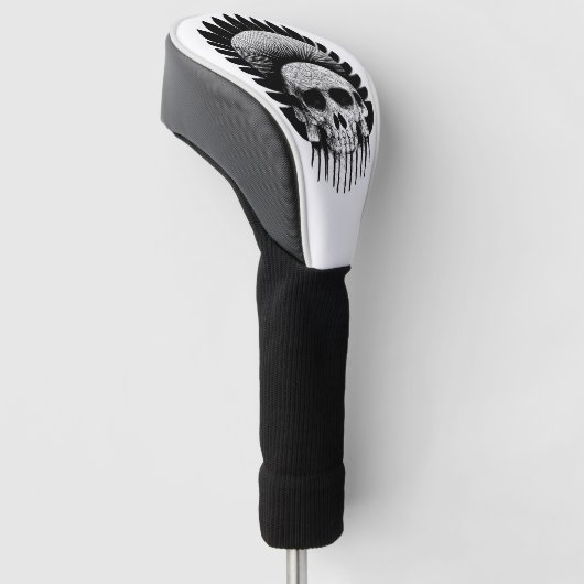 Schwarzer und weißer Indischer Schädel Golf Headcover (angewinkelt)