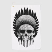 Schwarzer und weißer Indischer Schädel Golfhandtuch (Vorderseite)