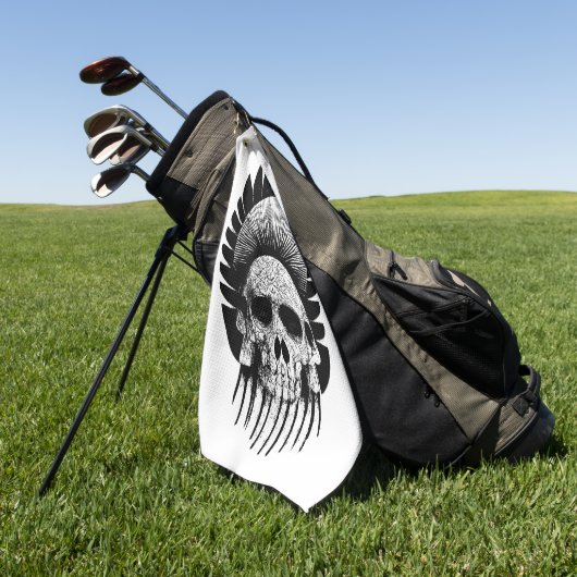 Schwarzer und weißer Indischer Schädel Golfhandtuch (Gras)