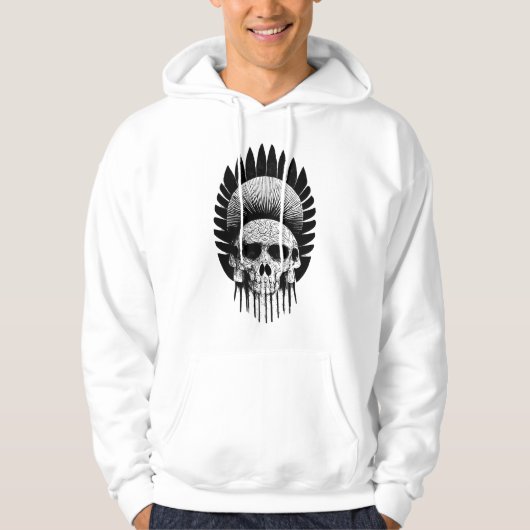 Schwarzer und weißer Indischer Schädel Hoodie (Vorderseite)