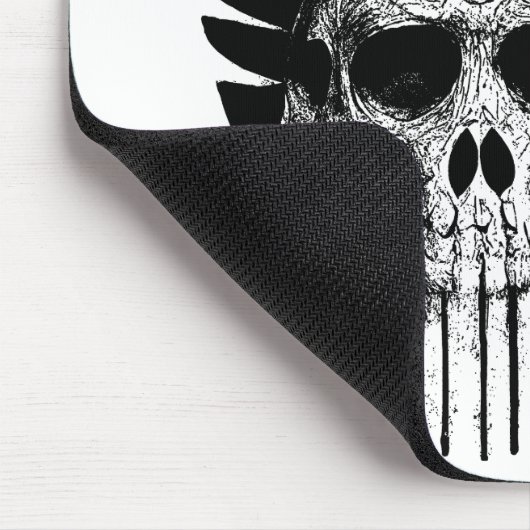 Schwarzer und weißer Indischer Schädel Mousepad (Ecke)