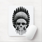 Schwarzer und weißer Indischer Schädel Mousepad (Mit Mouse)