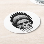Schwarzer und weißer Indischer Schädel Runder Pappuntersetzer (Angewinkelt)