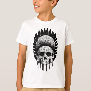 Schwarzer und weißer Indischer Schädel T-Shirt