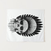 Schwarzer und weißer Indischer Schädel Wandteppich (Vorderseite (Horizontal))