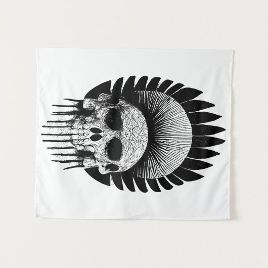 Schwarzer und weißer Indischer Schädel Wandteppich (Vorderseite (Horizontal))