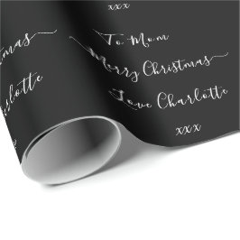 Schwarzer und weißer Individuelle Name Frohe Weihn Geschenkpapier