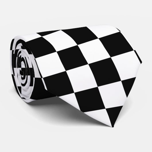 Schwarzer und weißer Karo Krawatte (Gerollt)
