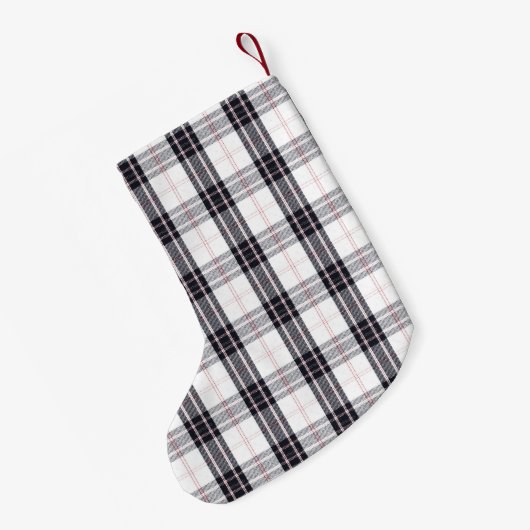 Schwarzer und weißer Karo/Tartan-Polarbär Kleiner Weihnachtsstrumpf (Rückseite (Hängend))