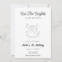 Schwarzer und weißer Kuchen zum Geburtstag Einladu