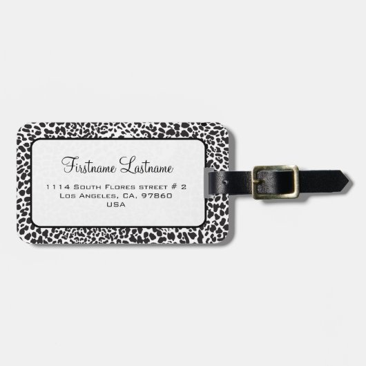 Schwarzer und weißer Leopard Camouflaged Gepäckanhänger (Vorderseite horizontal)