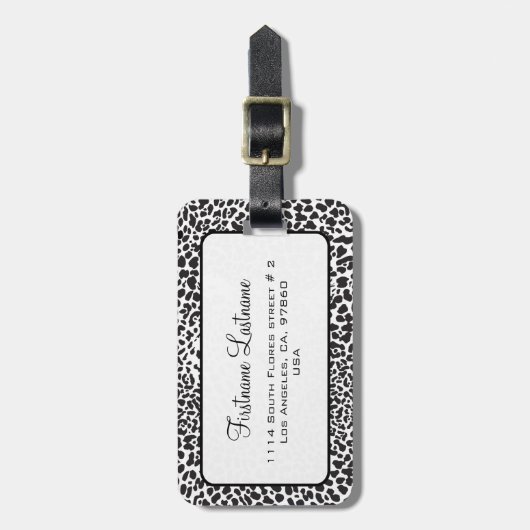 Schwarzer und weißer Leopard Camouflaged Gepäckanhänger (Vorderseite vertikal)