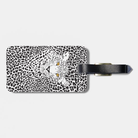 Schwarzer und weißer Leopard Camouflaged Gepäckanhänger (Rückseite horizontal)
