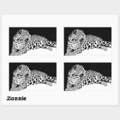 Schwarzer und weißer Leopard Rechteckiger Aufkleber (Blatt)