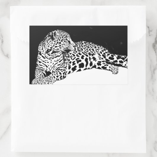 Schwarzer und weißer Leopard Rechteckiger Aufkleber (Tasche)
