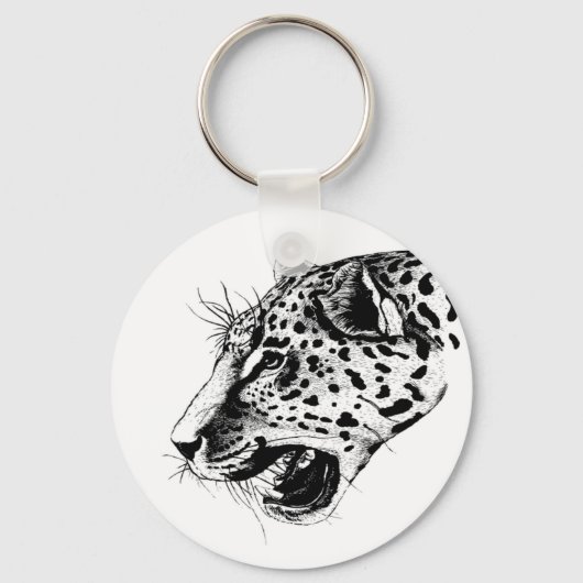 Schwarzer und weißer Leopard Schlüsselanhänger (Vorderseite)