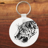 Schwarzer und weißer Leopard Schlüsselanhänger (Vorderseite)