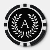 Schwarzer und weißer Lorbeerkranz mit individuelle Pokerchips (Vorderseite)