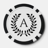 Schwarzer und weißer Lorbeerkranz mit individuelle Pokerchips (Rückseite)