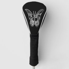Schwarzer und weißer Luna-Schmetterling Golf Headcover