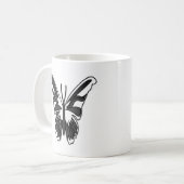 Schwarzer und weißer Luna-Schmetterling Kaffeetasse (Vorderseite Links)