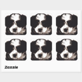 Schwarzer und weißer maltesischer Welpenhund Quadratischer Aufkleber (Blatt)